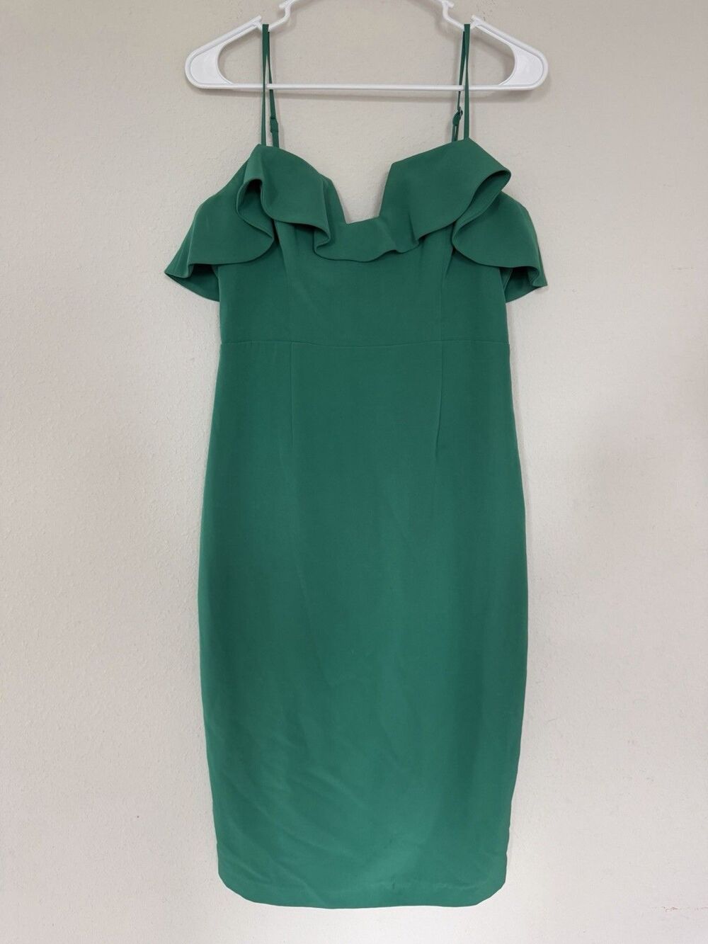 Bardot Ruffle Green Mini Dress SZ 8 Romantic Cocktail Chic Garden Party Wedding